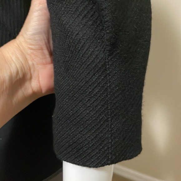 Black wool fitted asymmetric crop jacket rounded collar very unique Size Small - Picture 9 of 12